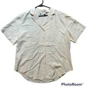 100% silk button down shirt shortsleeve